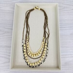 Noonday Collection Rachel Necklace Multi-Strand Paper and Bone Beads Handcrafted
